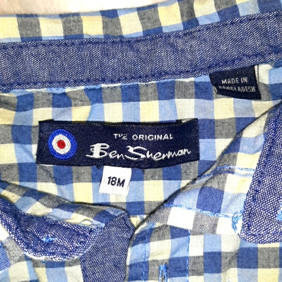 NWOT The Original BEN SHERMAN toddler boy Button Down Plaid Shirt~18mo. - Picture 4 of 13
